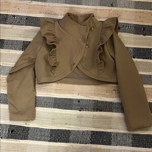 Joyfolie Brown Ruffled Blazer size 14